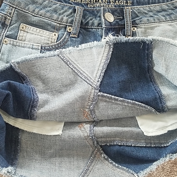 Sexy patchwork denim mini skirt festival farmhouse vintage - Picture 6 of 7